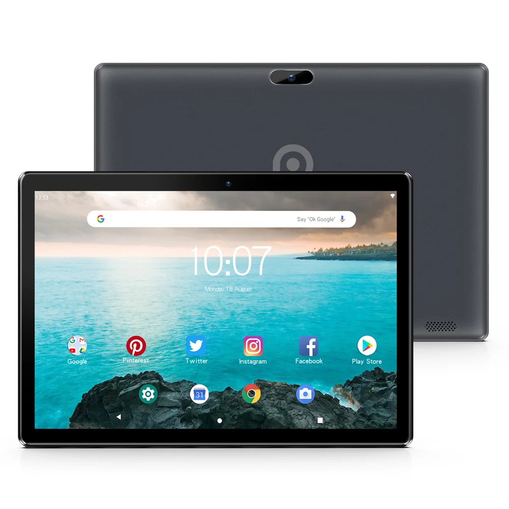 PRITOM 10인치 태블릿 PC (SIM 슬롯 포함) 안드로이드 13 64GB 쿼드 코어 터치 스크린 WiFi GPS 지원 3G 통화 가능