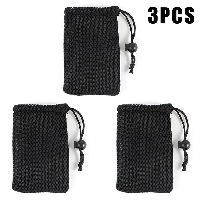 3Pcs 나일론 메쉬 드로스트링 보관 주머니 가방 디지털 제품용 다목적 여행 및 야외 활동 주머니
