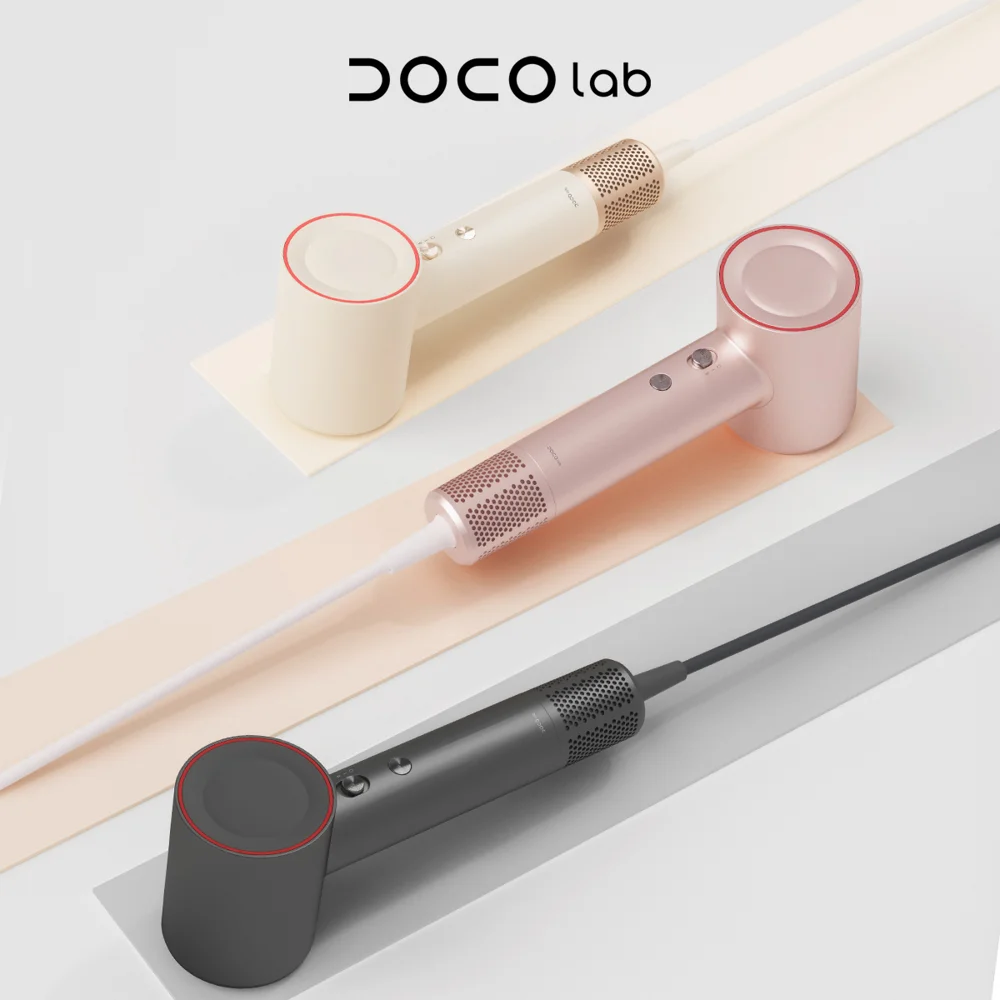 DOCO 고속 헤어 드라이어 75m/s 풍속, 음이온 헤어 케어, 110000 RPM, 영국/유럽 플러그, 가벼운 디자인, 가정용 및 여행용