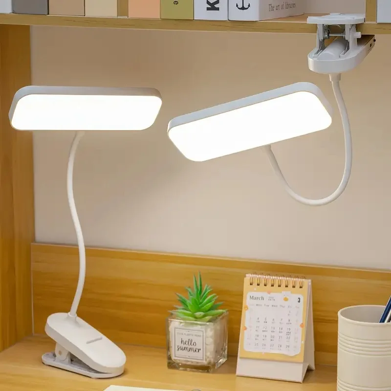 대학생을 위한 클립형 LED USB 충전식 책상 램프, 기숙사 책상 및 침실 독서등, 사무실, 학습, 공부에 적합